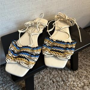 ZARA Lace up woven flat sandals